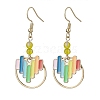 Heart Alloy Enamel & Brass Ring Dangle Earrings for Women EJEW-JE05922-1