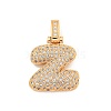 Brass Micro Pave Clear Cubic Zirconia Pendants KK-B099-01G-Z-1