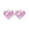 Brass Glass Heart Charms KK-E068-VC106-2