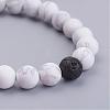 Natural Lava Rock & Howlite Round Beaded Bracelets for Men BJEW-JB02954-4