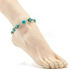 Heart & Tortoise Synthetic Turquoise Beaded Anklet AJEW-AN00459-02-3