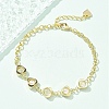 Brass Micro Pave Clear Cubic Zirconia Charm Bracelets for Women BJEW-C083-09G-2