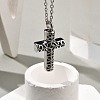 304 Stainless Steel Flower Textured Cross Urn Ashes Necklaces STAS-Z106-03AS-1