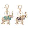 WADORN 2Pcs 2 Colors Cute Elephant Enamel Rhinestones Pendant Keychain KEYC-WR0001-39-1