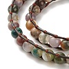 Natural Indian Agate Round Beads 2 Raw Wrap Bracelet BJEW-JB07169-04-5