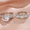 Brass Micro Pave Cubic Zirconia Finger Rings FS-WG54D45-02-2