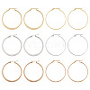  6 Pairs 6 Style 304 Titanium Steel Flattened Big Hoop Earrings for Women STAS-TA0001-89-8