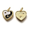 Brass Micro Pave Clear & Black Cubic Zirconia Charms ZIRC-B0003-18G-2