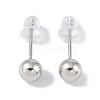 Anti-Tarnish Rhodium Plated Round 999 Fine Silver Stud Earrings for Women EJEW-S215-17P-2