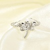 304 Stainless Steel Crystal Rhinestone Cuff Rings for Women RJEW-G338-02P-2