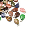 Faceted Flat Teardrop Natural & Synthetic Mixed Stone Pendants G-R312-M-1