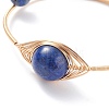 Natural Lapis Lazuli(Dyed) Round Beaded Bangle BJEW-JB07816-01-4