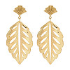 304 Stainless Steel Leaf Theme Stud Earrings For Women EJEW-B110-03G-06-1