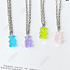 Alloy & Resin Bear Pendant Necklaces for Women WG0729C-05-1