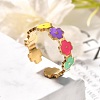 201 Stainless Steel Enamel Open Cuff Ring for Women RJEW-A053-03G-01-2