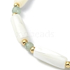 3Pcs 3 Style Natural Mixed Gemstone & White Shell Tube Beaded Stretch Bracelets Set BJEW-TA00430-4