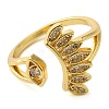 Brass Micro Pave Clear Cubic Zirconia Open Cuff Rings for Women RJEW-Z070-04G-02-2