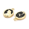 Rack Plating Alloy Black Enamel Pendants PALLOY-Q005-11G-2