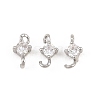 Brass Pave Clear Cubic Zirconia Flat Round Connector Charms KK-H538-21A-P-1