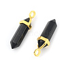 Natural Black Obsidian Bullet Double Terminated Pointed Pendants G-G902-B25-4