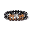 Natural Picture Jasper & Tiger Eye & Obsidian & Synthetic Hematite Stretch Bead Stretch Bracelets IO9425-1-1