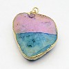 Natural Agate Crystal Electroplate Nuggets Pendants G-F168-04-3