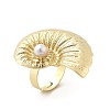 Conch Alloy Adjustable Rings for Women RJEW-B108-03KCG-5