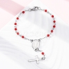 Glass Beads Rosary Bracelets BJEW-A032-04P-02-1