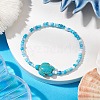 Dyed Synthetic Turquoise Beaded Stretch Bracelets for Kids BJEW-JB110102-01-2