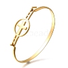 304 Stainless Steel Flat Round Link Bangles for Women BJEW-R014-01G-03-4