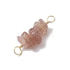 10Pcs 5 Styles Constellation Natural Citrine & Black Tourmaline & Aquamarine & Strawberry Quartz & Rose Quartz Copper Wire Wrapped Chip Beaded Connector Charms PALLOY-JF02905-01-4