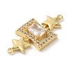 Rack Plating Brass Pave Clear Cubic Zirconia Connector Charms KK-A190-09G-2