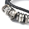 PU Leather & Waxed Cords Triple Layer Multi-strand Bracelets BJEW-G709-03B-2