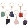 DELORIGIN 6Pcs 6 Style Nuggets Gemstone Pendant Keychain KEYC-DR0001-05A-1