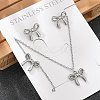 Bowknot 304 Stainless Steel 
Stud Earrings & Necklaces & Bracelets Sets SJEW-Q001-02P-4