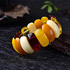Rectangle Natural Amber Stretch Bracelets for Women FIND-PW0021-03-3