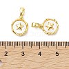 Rack Plating Brass Pave Shell Flat Round Charms with Star KK-K360-06G-3