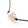 Pearl Luster Plated Round Faceted Natural Agate Pendant Necklace NJEW-JN03657-01-4