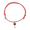 8Pcs 8 Style Heart & Skeleton Key Alloy Enamel Braided Bead Bracelets Set BJEW-JB09772-S-4