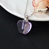 Medium Purple Glass Bottle with Iron Ball Chain Pendant Necklaces PW-WGF3857-03-1