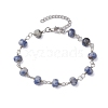 Faceted Rondelle Gemstone Link Chain Bracelets BJEW-JB10831-3