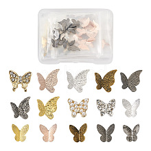 1 Box 75Pcs 15 Styles Butterfly Textured Alloy Cabochons MRMJ-PJ0001-05