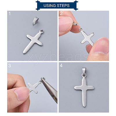 Tarnish Resistant 201 Stainless Steel Snap on Bails STAS-F117-16P-6x12-1