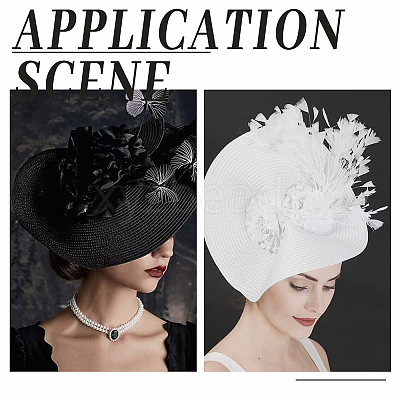 2Pcs 2 Colors Polyester Imitation Straw Oval Hat Base for Millinery AJEW-FG0002-82-1