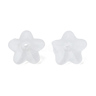 Transparent Frosted Acrylic Flower Beads X-PL554-1