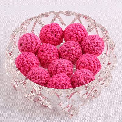 Handmade Woolen Macrame Wooden Pom Pom Ball Beads MAKN-PW0001-047C-1