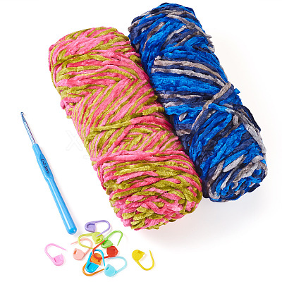 2 Rolls 2 Colors Polyester Knitting Yarn DIY-TA0011-46-1