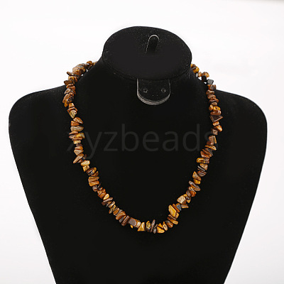 Natural Tiger Eye Chip Beaded Necklaces for Women FS-WG9F5E2-04-1