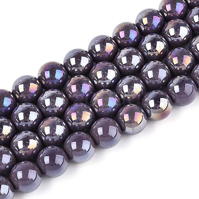 Electroplate Opaque Glass Beads Strands LS-GLAA-T032-P10mm-AB15-1