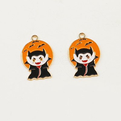Halloween Alloy Enamel Pendants ENAM-P248-01G-B-1
